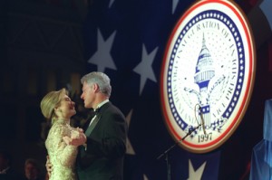 The President and First Lady enjoy a dance on stage at one of 16 Inaugural Balls